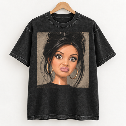 Women's Vintage Doll Girl Stank Face Meme T-Shirt