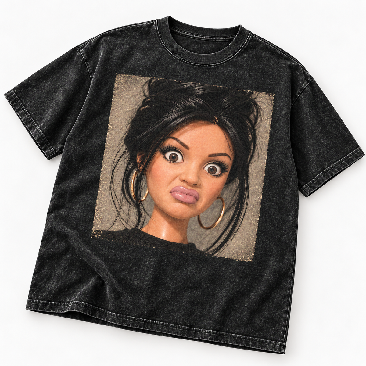 Women's Vintage Doll Girl Stank Face Meme T-Shirt