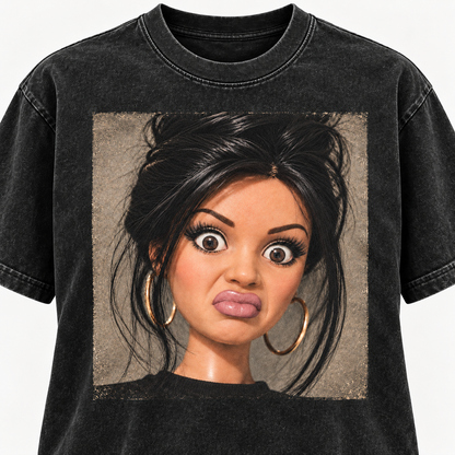 Women's Vintage Doll Girl Stank Face Meme T-Shirt