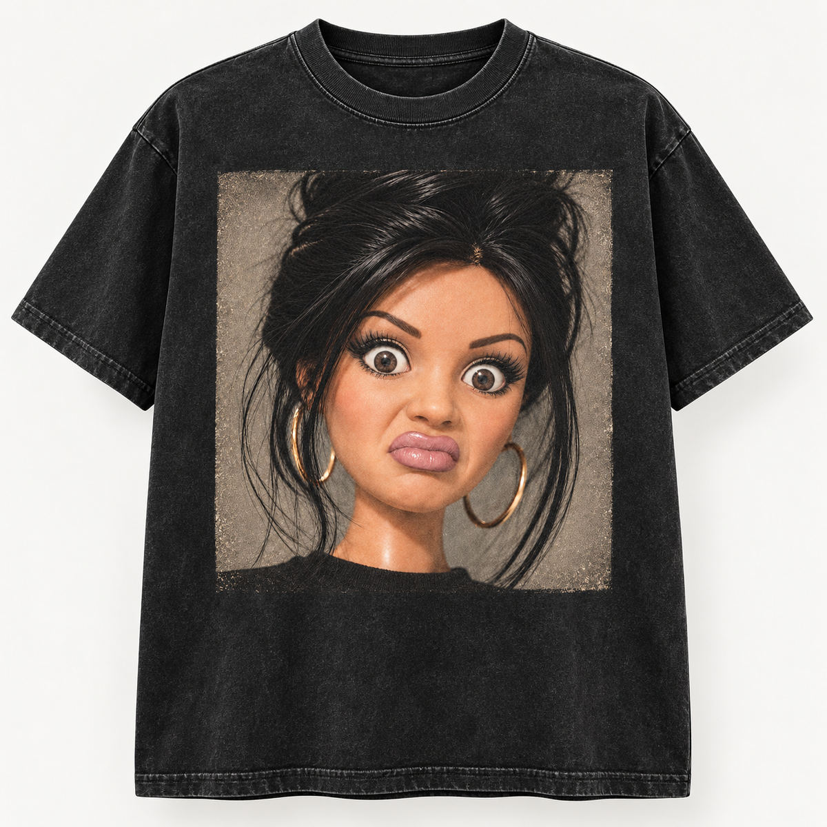 Women's Vintage Doll Girl Stank Face Meme T-Shirt